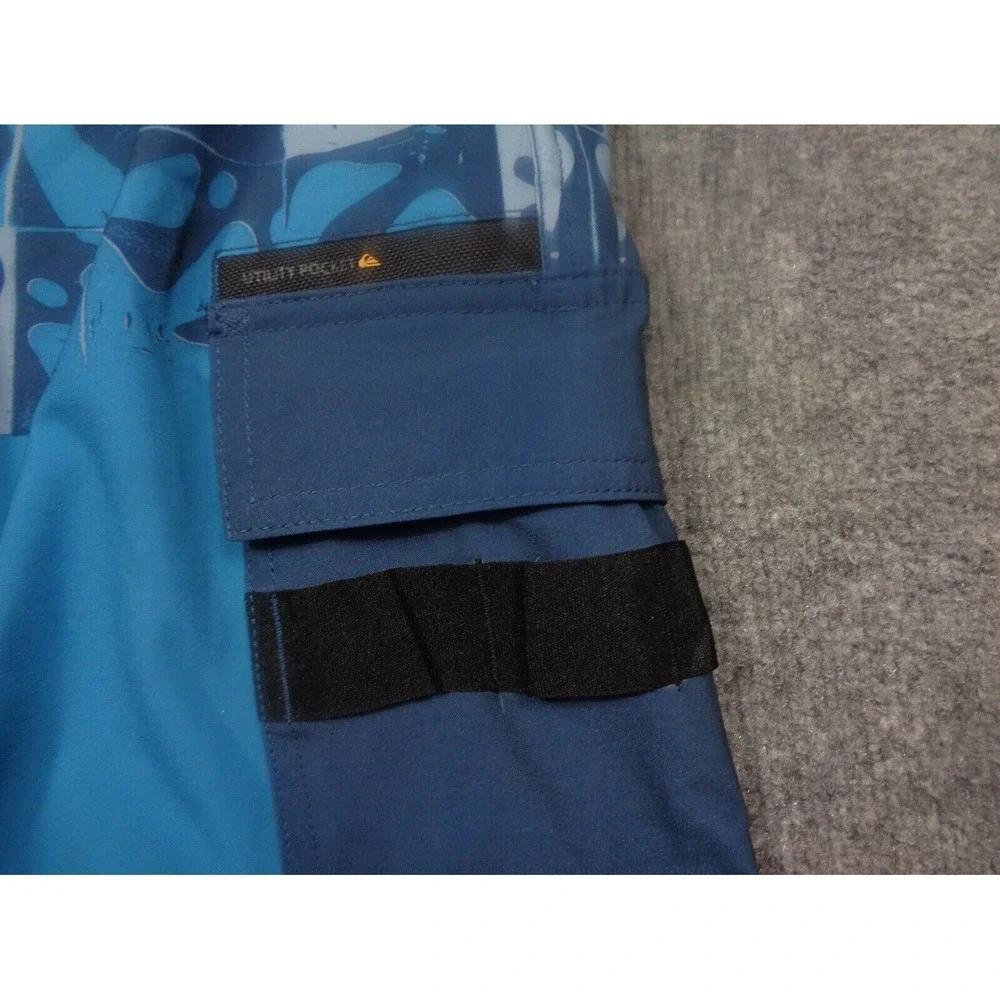 Quicksilver Shorts Mens 31 Blue Waterman Collection Boardshorts Zip Side Pockets